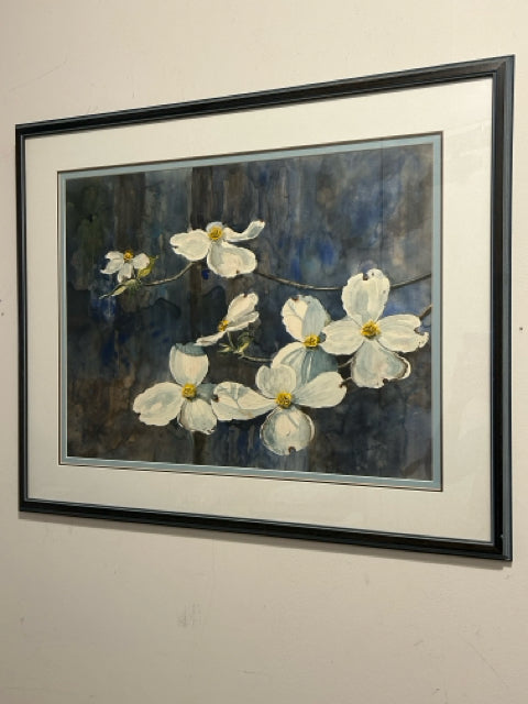Framed Print of Dogwood Flowers, signed