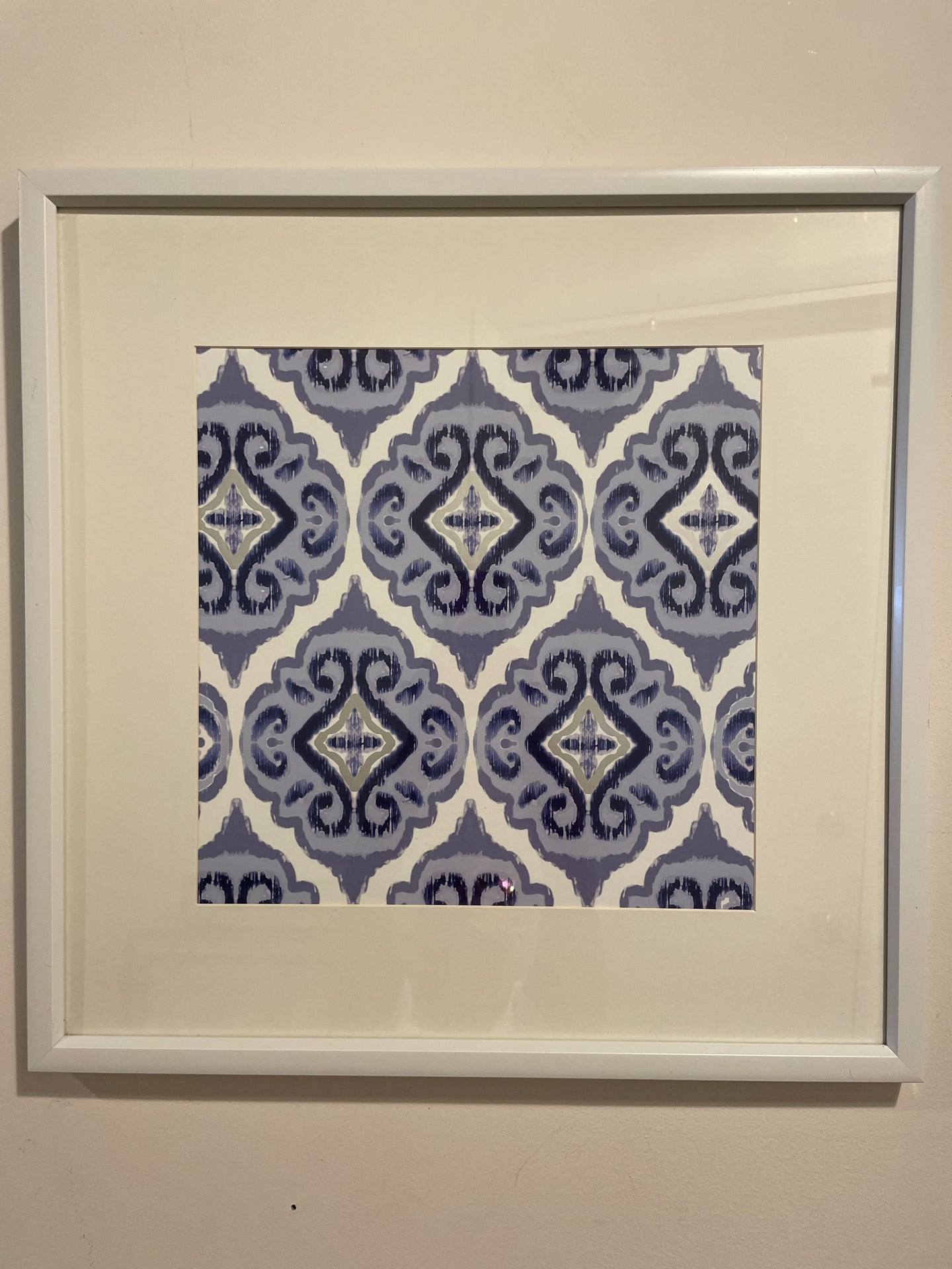 Blue & White Art Print in White Frame