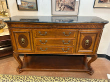 Load image into Gallery viewer, Marble Top, Three Drawer, Two Door Buffet with Lions Head Handles
