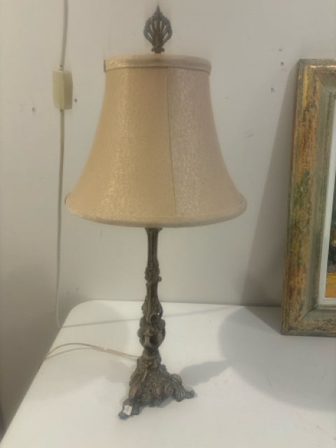 Resin Table Lamp with Cream Shade