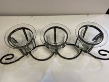 Load image into Gallery viewer, Three Glass &amp; Iron Candleholder Centerpiece from Arhaus
