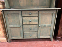 Load image into Gallery viewer, Two Piece Washed Green Hutch with  4 drawers &amp; 2 Cabinets
