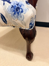 Load image into Gallery viewer, Mahogany English Manor Arm Chair with Schumacher Fabric (Aylesbury Vase Delft) from Parker Southern
