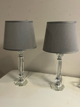 Load image into Gallery viewer, Pair of Lucite Table Lamps with Grey Shades

