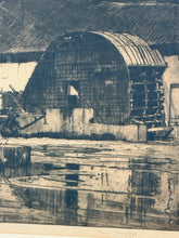 Load image into Gallery viewer, Vintage Etching "The Mill Wheel" by Frank William Brangwyn, signed
