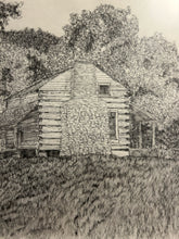 Load image into Gallery viewer, Framed Etching of House with  Stone Chimney
