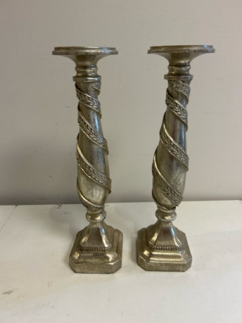 Pair of Silver Resin Candleholders