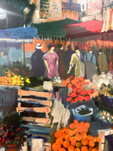 Load image into Gallery viewer, Framed Limited Edition Serigraph "The Fruit Market" by Claude Faucher, signed  &amp; numbered
