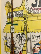 Load image into Gallery viewer, Framed Caricature  Print Street Scene, Evanston Baskin Robbins 31 Flavors  by Ron Crawford
