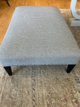 Load image into Gallery viewer, Denim Blue &amp; White Stripped Rectangular Ottoman
