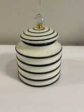 Load image into Gallery viewer, Ceramic Striped Canister with Faceted Glass Finial
