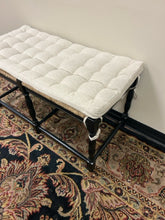 Load image into Gallery viewer, Dorchester Black Beechwood Bench with Hand Woven  Rush Seat &amp; Cushion from Ballard Design
