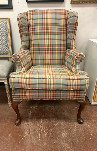 Plaid Wing Chair