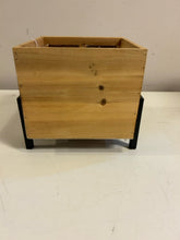 Load image into Gallery viewer, Square Wood Planter on Metal Base
