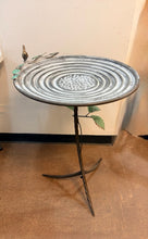 Load image into Gallery viewer, Metal Bird Bath With Bird and Leaves
