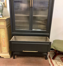 Load image into Gallery viewer, Two Door Frosted Glass Front Cabinet on Iron Stand from Arhaus
