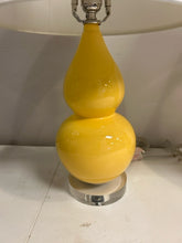Load image into Gallery viewer, Pair of Yellow Gourd Lamps with Lucite Base
