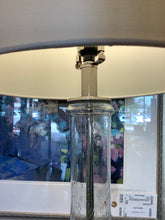 Load image into Gallery viewer, Pair of Flecked Glass Lamps with Silver Base
