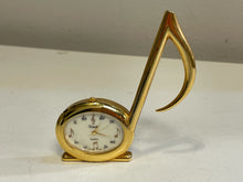 Load image into Gallery viewer, Musical Note Quartz Gold Tone Desk Clock from Xanadu
