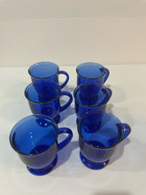 Load image into Gallery viewer, Six Cobalt Blue Glass Mugs
