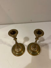 Load image into Gallery viewer, Pair of Colorful Brass Candleholders
