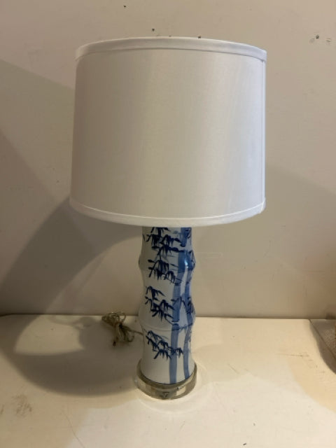 Blue & White Ceramic Lamp with  Lucite Base