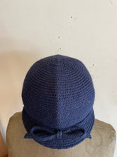 Load image into Gallery viewer, Blue Wool Hat With Bow
