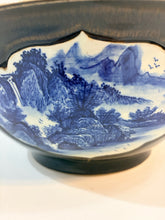 Load image into Gallery viewer, Large Blue Decorative Bowl with Chinoiserie Inlay
