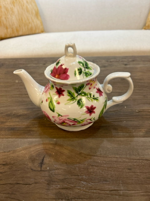 Pink and Green Floral Teapot