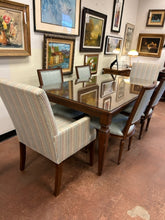 Load image into Gallery viewer, Custom Dining Table with Removable Glass Top, 2 Leaves &amp; 7 Chairs from Ethan Allen
