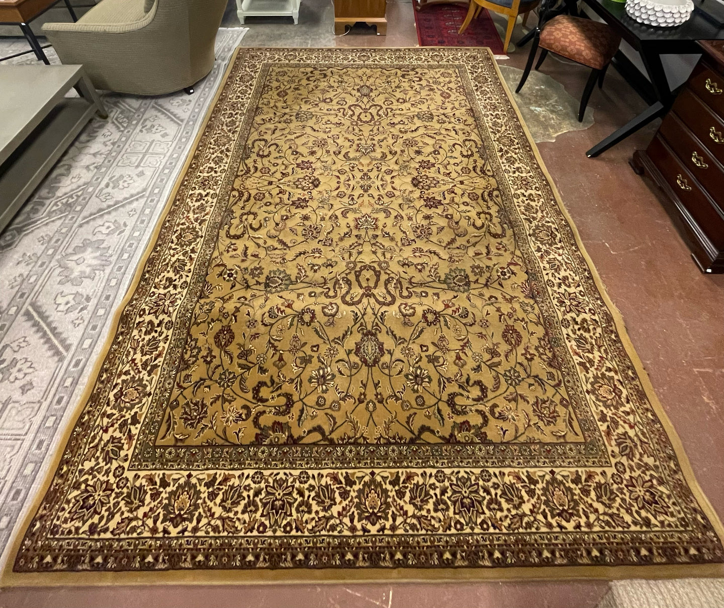 Wool Blend Oriental Rug in Tan, Red and Cream – Turn The Tables ...