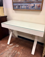 Load image into Gallery viewer, White Parsons Style Writing Desk with Glass Top

