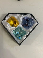 Load image into Gallery viewer, Yellow, Blue &amp; Green Crystal Paperweights by Oleg Cassini
