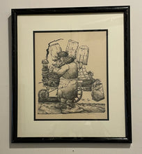 Load image into Gallery viewer, Framed Etching "The Peanut Vendor" by Seymour Rosenthal
