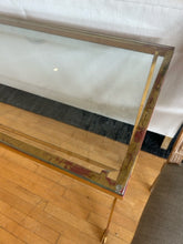 Load image into Gallery viewer, Hollywood Regency Glass Top Console Table with Brushed  Gold Metal Base from Holly Hunt
