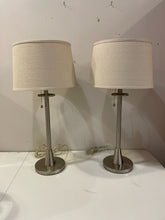 Load image into Gallery viewer, Pair of Brushed Silver Candlestick Table Lamps
