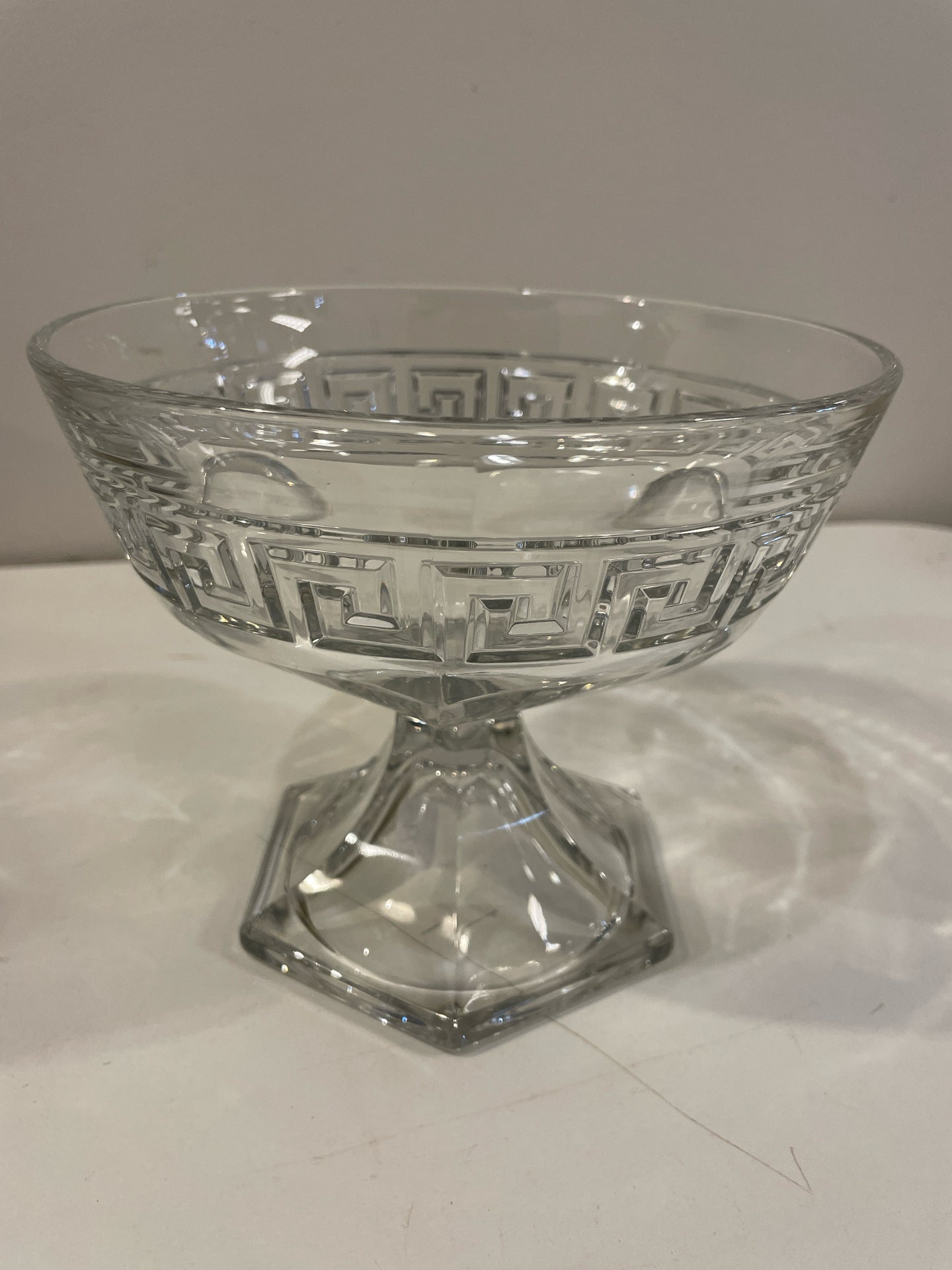 Greek Key Decorative Glass Bowl from Heisey