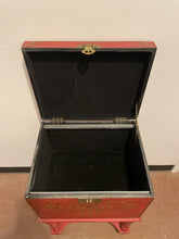 Load image into Gallery viewer, Vintage Red  Chest with Gold Scrolled  Detailing
