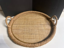 Load image into Gallery viewer, Large Round Woven Tray with Handles
