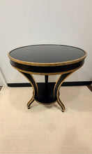 Load image into Gallery viewer, Round Black Occasional Table with Gold Detailing
