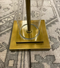 Load image into Gallery viewer, Glass Floor Lamp with Brass Detailing and Custom Painted Shade
