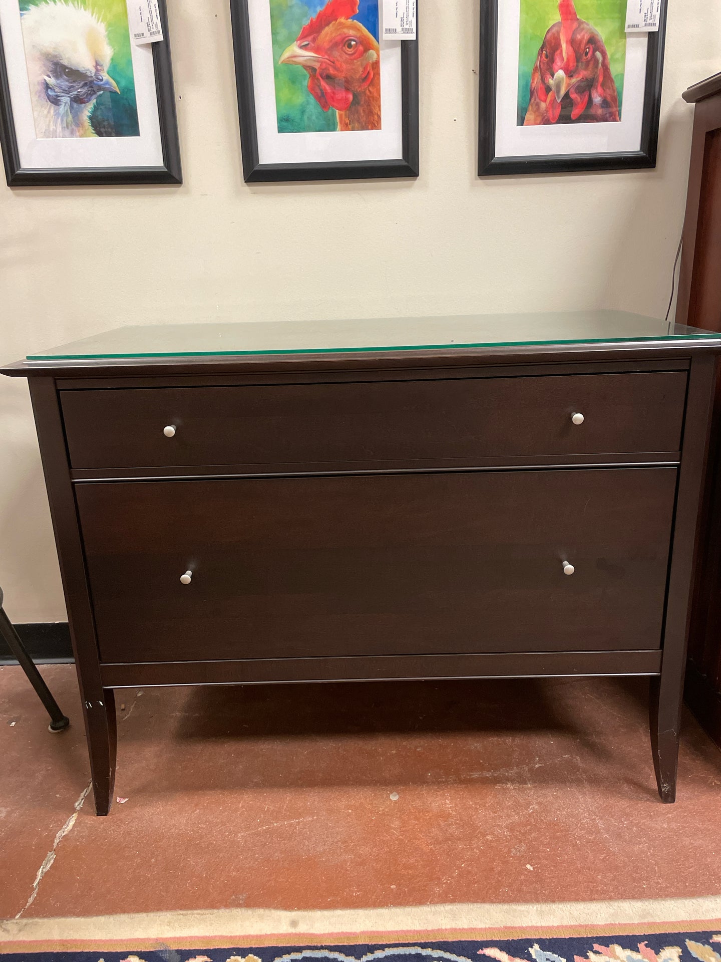 Two Drawer File Cabinet with Glass Top from Baronet Furniture