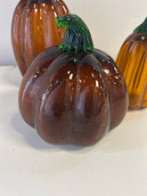 Load image into Gallery viewer, Set of Three  Brown Crackled Glass Pumpkins
