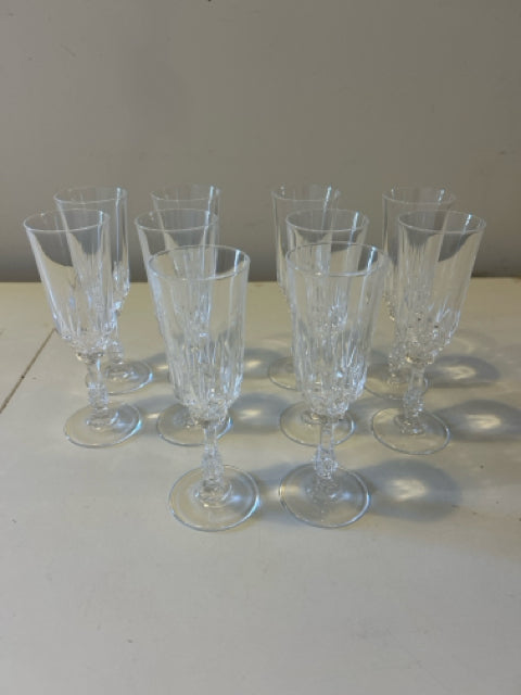 Ten Crystal Champagne Flutes