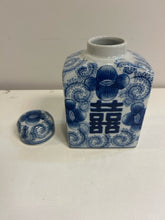 Load image into Gallery viewer, Blue &amp; White Asian Inspired Lidded Jar
