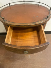 Load image into Gallery viewer, Oval Vintage 2 Drawer Table with Gallery  Rail
