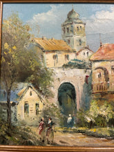 Load image into Gallery viewer, Original Oil in Gold Frame of Mediterranean Village by Xavier Rabous, signed

