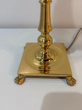 Load image into Gallery viewer, Pair of Brass Candlestick Buffet Lamps with  Painted Brass Shades
