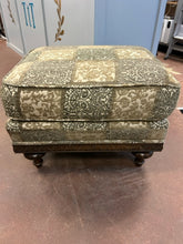 Load image into Gallery viewer, Olive Brocade Upholstered Ottoman from Kravet
