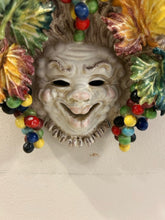 Load image into Gallery viewer, Ceramic Wall Art Floral Bacchus Face Mask made in Italy
